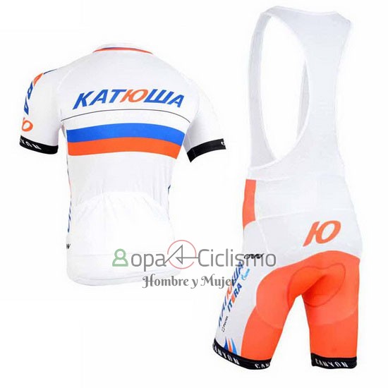 Katusha Ropa Ciclismo Culotte Corto 2015 Mangas Cortas Blanco